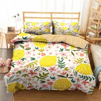 comforter bedding set yellow lemon printed duvet cover bedroom clothes with pillowcase for girl