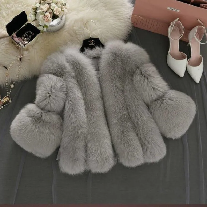 

Winter Short Slim Coats Jackets Women Thick Warm Faux Fox Fur Coats High Quality Autumn And Winter Female Coat женское пало