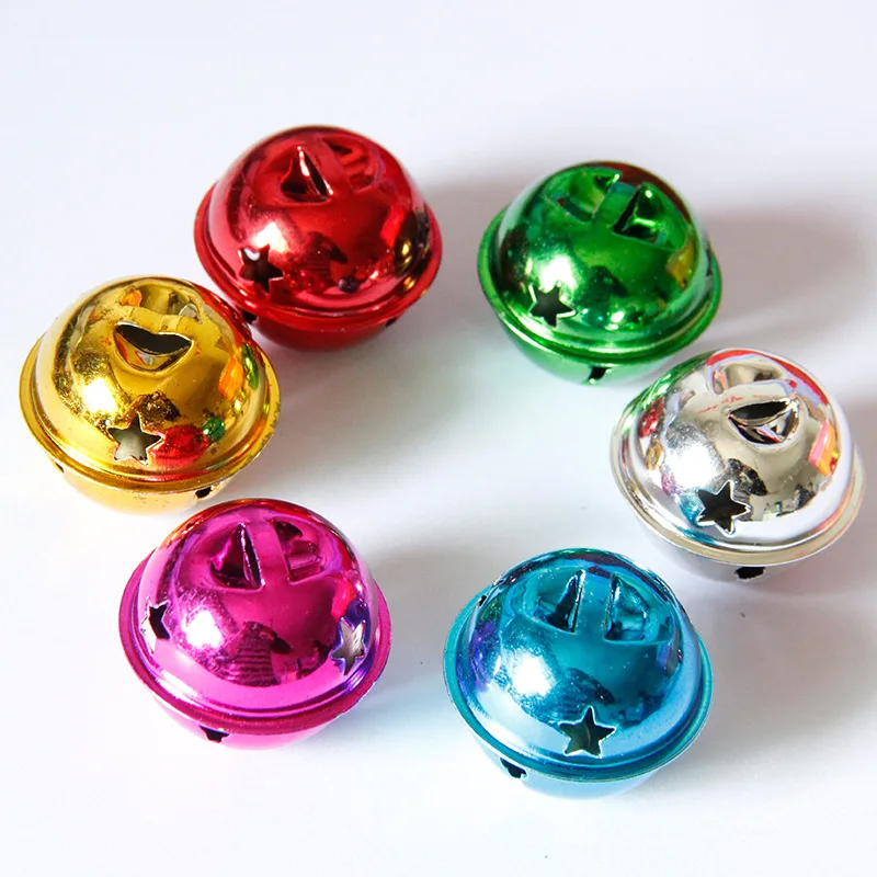 

10 шт./лот, размер 30 мм, Красочные полые звездочки, колокольчики, украшение для рождественской елки, подвески для домашних животных, поделки «сделай сам», аксессуары ручной работы