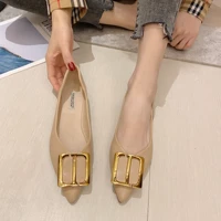 fashion spring new soft leather soft sole heel womens shoes shallow mouth pointed shoes thick heel single shoes