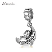 Metiseko 925 Sterling Silver Pendant Baby Bear in a Stroller Charms Fit Women Jewelry Bracelet & Necklace DIY for Gift Party