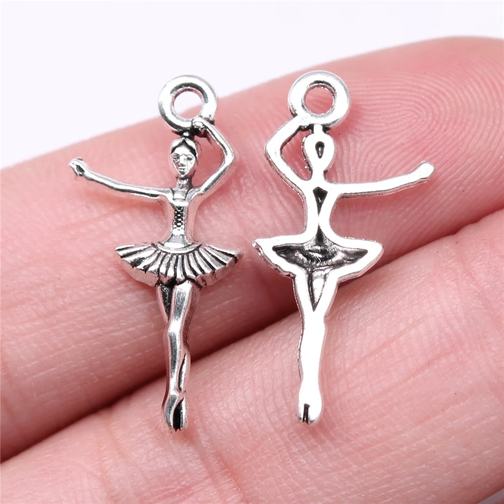 

WYSIWYG 20pcs Charms 25x12mm Ballet Charms Pendant Antique Silver Color For Jewelry Making DIY Jewelry Findings