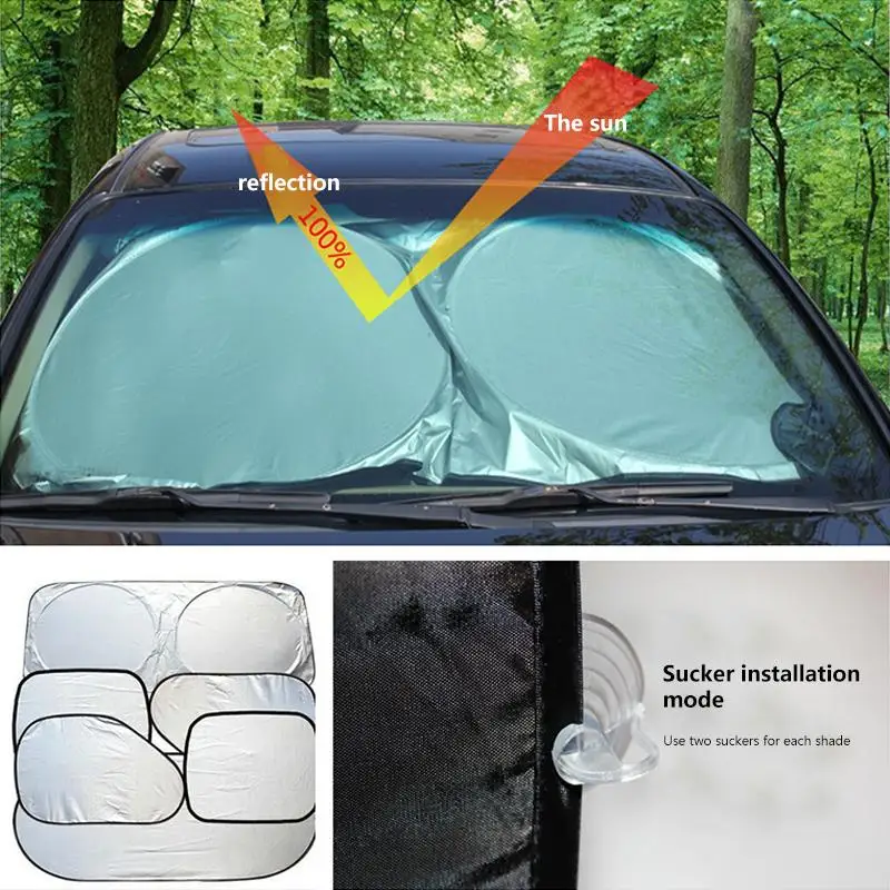

6Pcs Universal Auto Sun Visor UV & Heat Blocker Windshield Sunshade Folding Sun Shield for Compact Car