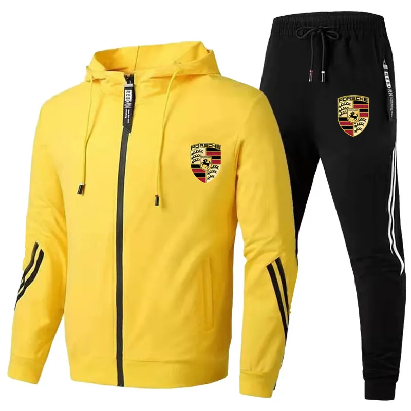 

2021 Casual Tracksuit Men Sets Hoodies jogging Pants Two Piece New Fashion Zipper Hooded Sweatshirt Outfit Sportswear M-3XL