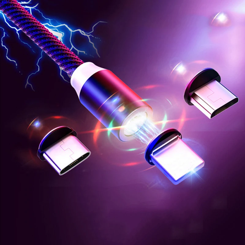 Магнитный кабель Micro USB 3 в 1 для iPhone Samsung Android быстрая зарядка магнитное зарядное