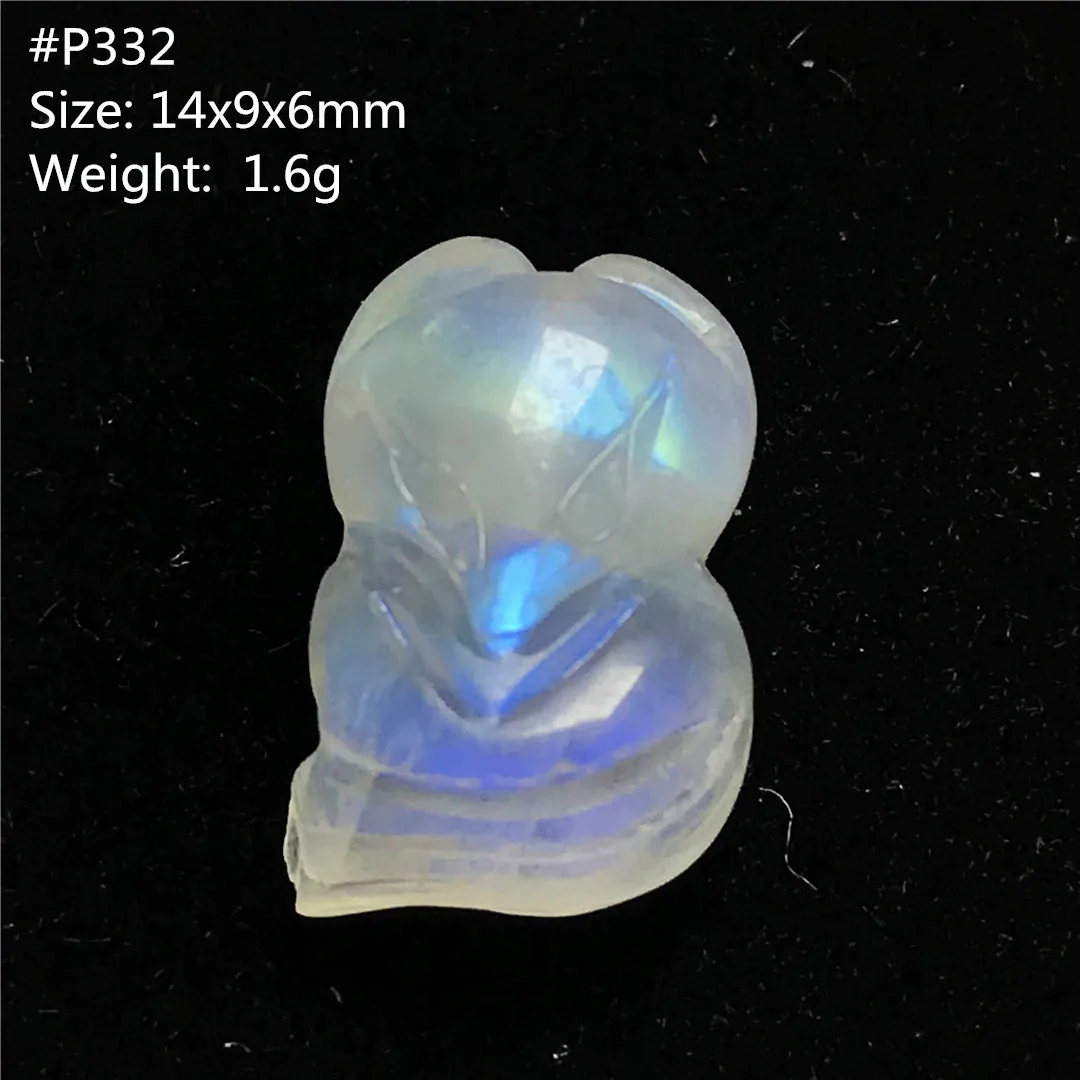 

Top Natural Blue Light Moonstone Pendant For Women Man Fox Carved 14x9x6mm Crystal Beads Luck Love Healing Stone Jewelry AAAAA