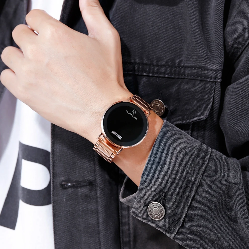 SKMEI Fashion Men Digital Watch Male Touch Screen LED Light Display 3bar Waterproof Stainless Steel Strap montre homme 1550 | Наручные