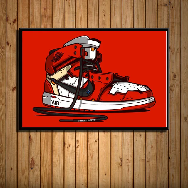 Тапки Майкл Джордан обувь мода AJ история Air Max художественная живопись холст настенные украшения дома современный плакат для гостиной - Цвет: BO YXCV2789-02