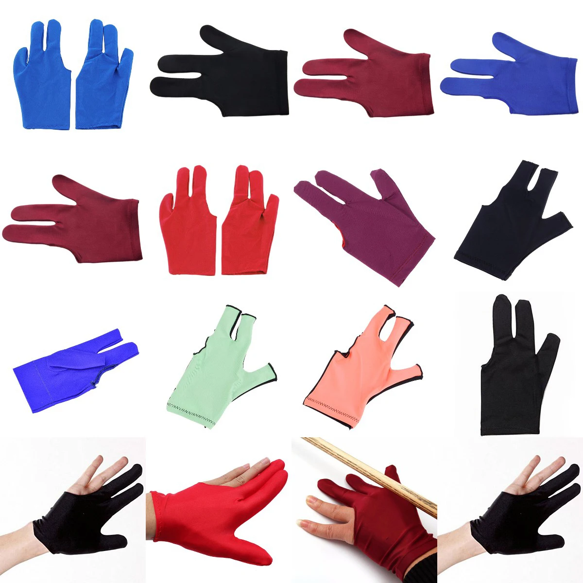 

1pc Billiards Three Finger Gloves Anti Skid Snooker Billiard Cue Glove Pool Left Hand High Elasticity for Unisex Accessories