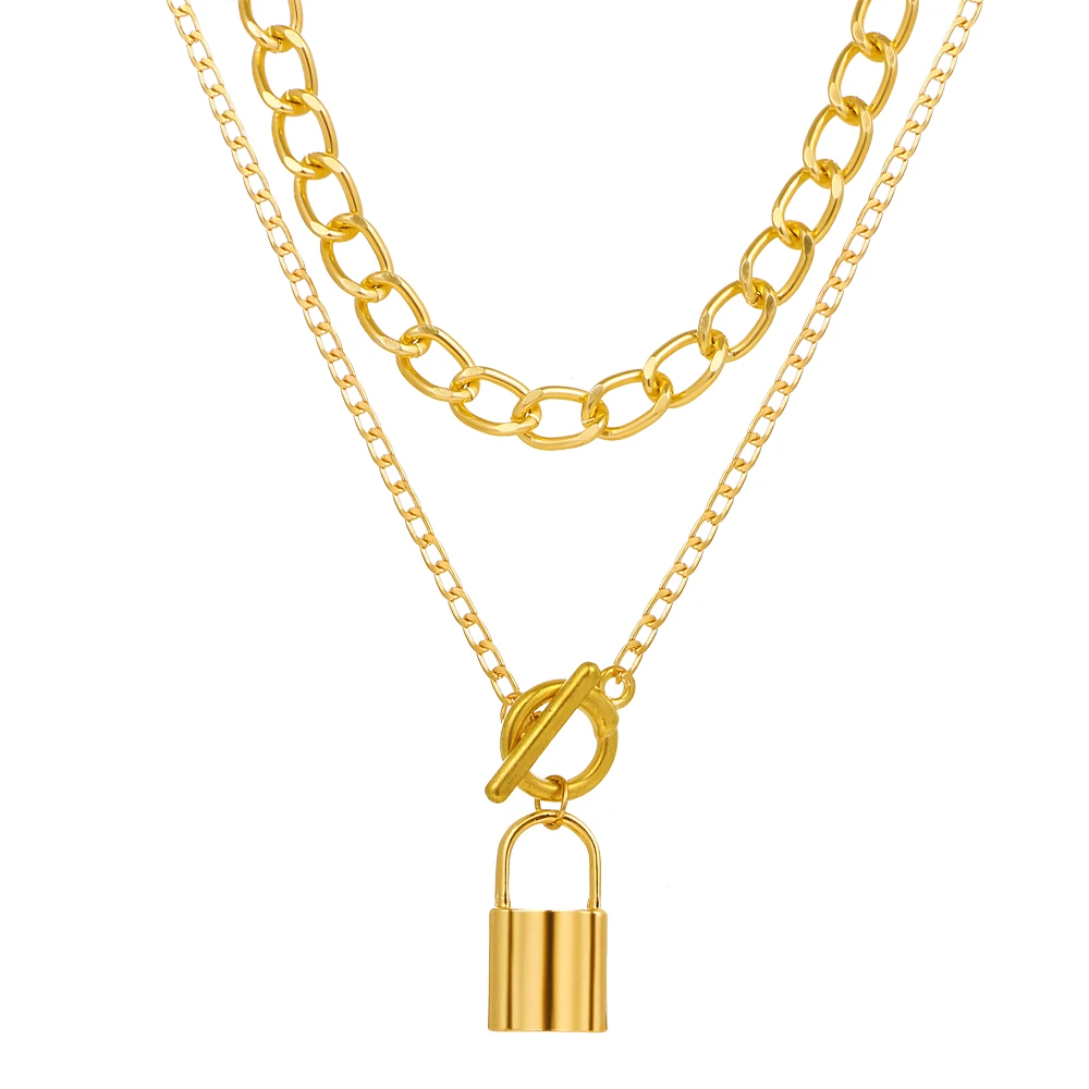 

ZOVOLI Fashion Layered Chain Necklace Neck Chains Lock Pendant Jewelry For Women Gold Metal Key Heart Necklace Jewelry Gift 2021