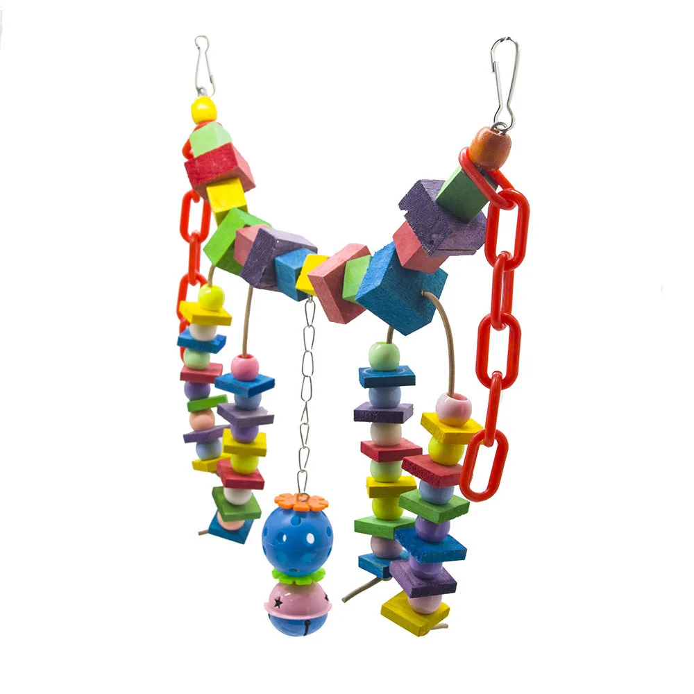 Цветной деревянный блок для попугаев подставка птиц Жевательная рама игрушечный