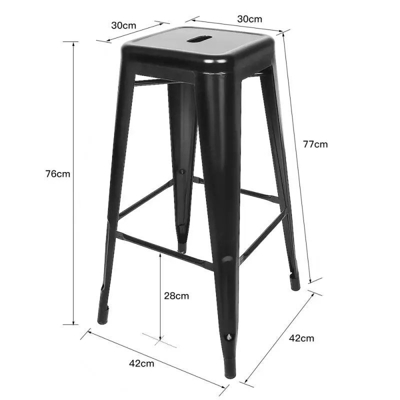 

3 Colors Stackable High Chair Bar Furniture Lot De 2 Tabouret De Empilable Bar En Acier Chaise For Kitchen Family Restaurant