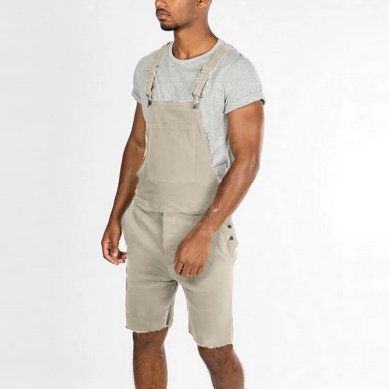 Лето 2020 мужские комбинезоны LASPERAL однотонные Рваные джинсовые шорты облегающие