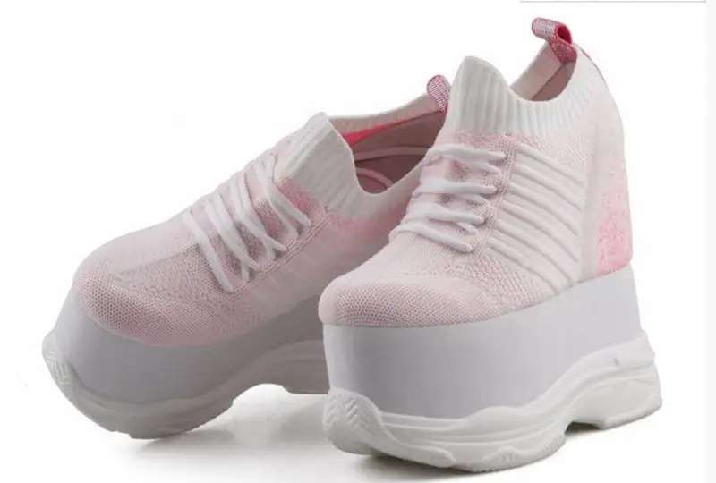 Женские кроссовки на платформе Cyabmoz дышащие увеличивающие рост высоком каблуке |