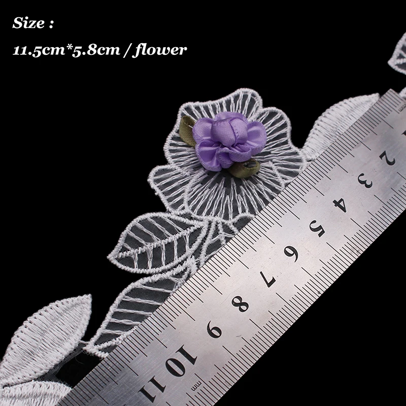 Цветочная кружевная 3D аппликация в виде цветка красная белая фиолетовая