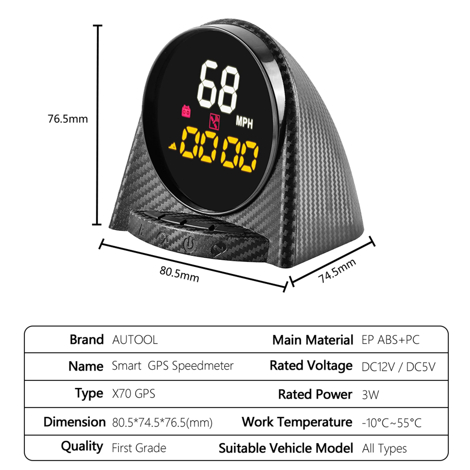 

AUTOOL Car On-board Computer GPS Speedmeter Hud Display Car Projector Digital Display Altitude Compass