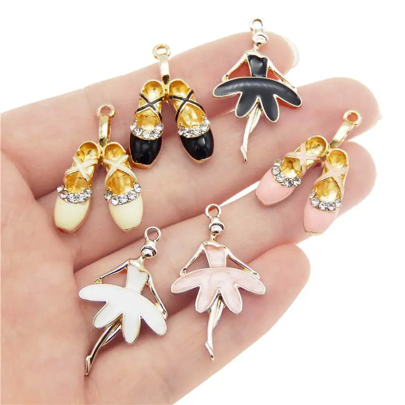 Julie Wang/6 шт. Обувь для танцев с эмалью Очаровательные балетки из цинкового сплава