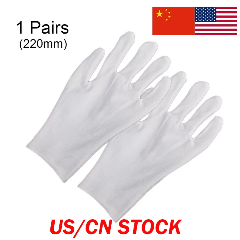 Белые рабочие хлопковые перчатки 1 пара ювелирные изделия легкие защитные