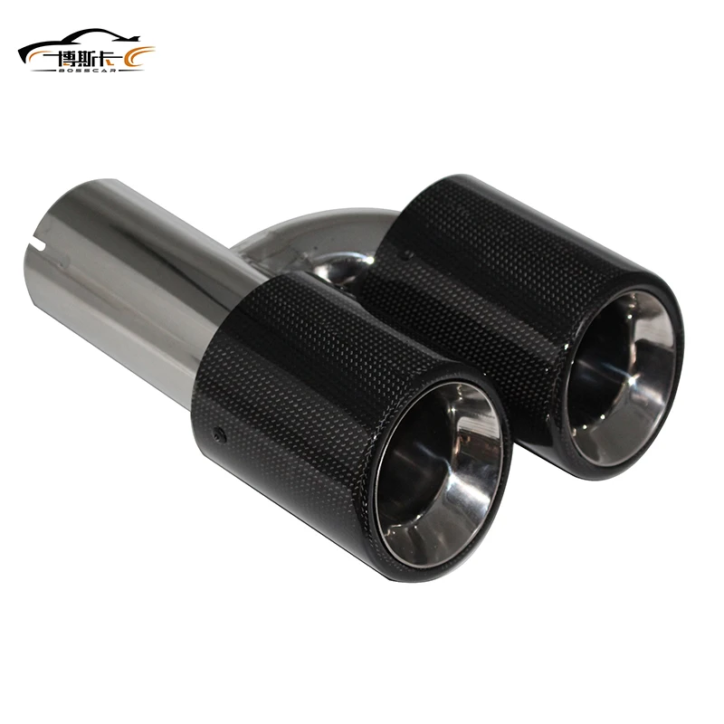 1pcs exhaust pipe silencer tail throat H-shaped carbon fiber bright double outlet 304 stainless steel flared SZ011 | Автомобили и