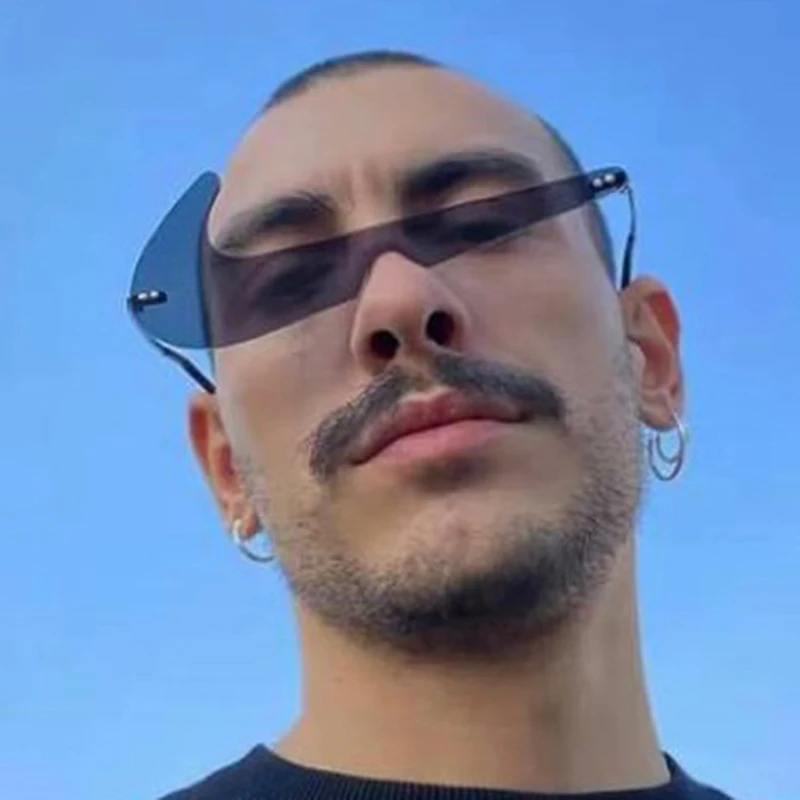 

Солнцезащитные очки без оправы для мужчин и женщин, Модные Винтажные маленькие брендовые дизайнерские популярные смешные спортивные солне...