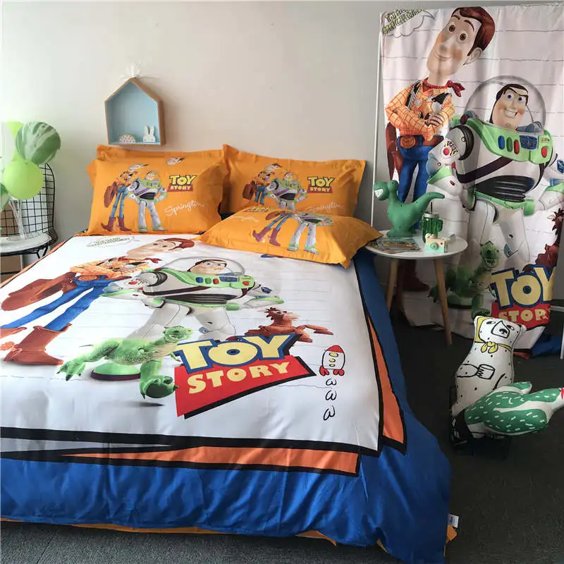 Disney Toy Story Утешитель постельные принадлежности набор Полный Твин Королева Король размер пододеяльник хлопок Базз Лайтер мальчик подарок плоский лист ребенок