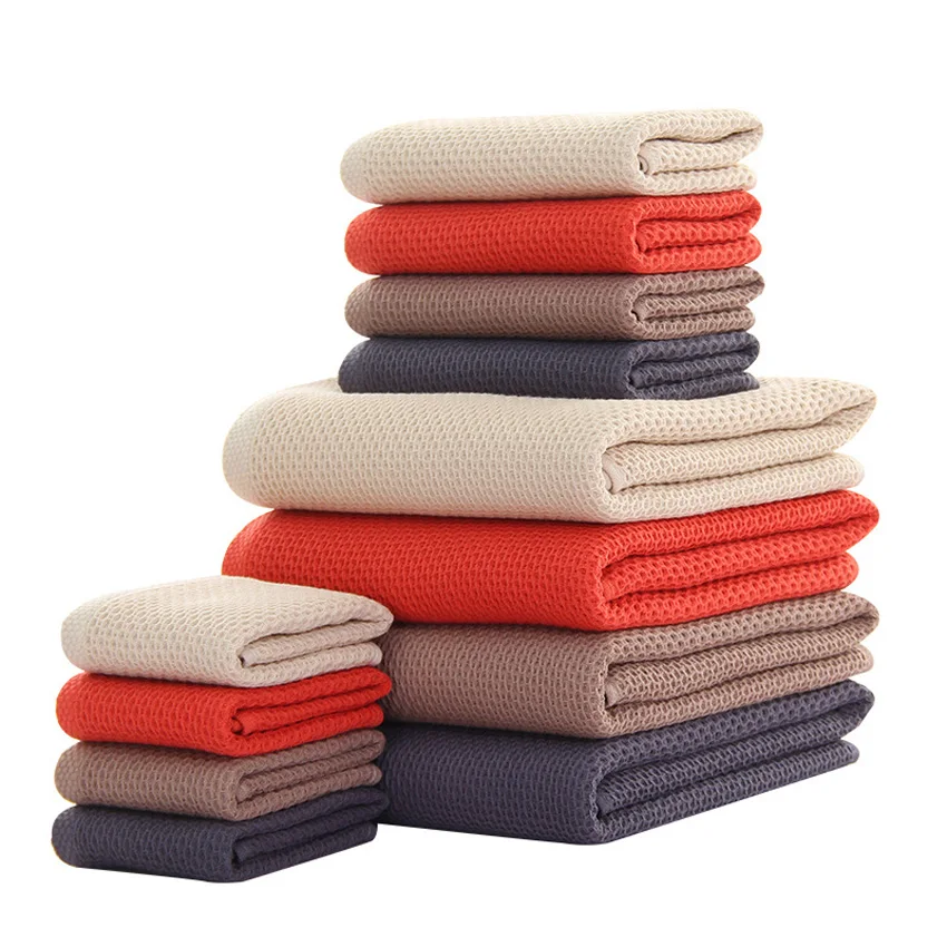 

Modern 3-piece Towel Set, Soft Cotton Hand and Face Bath Towel, Bathroom Shower Towel, Adult and Child Honeycomb Design Towel