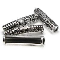 stainless steel metal curved big hole 6mm tube charm beads spacer beads accessories for jewelry making diy leather bracelet