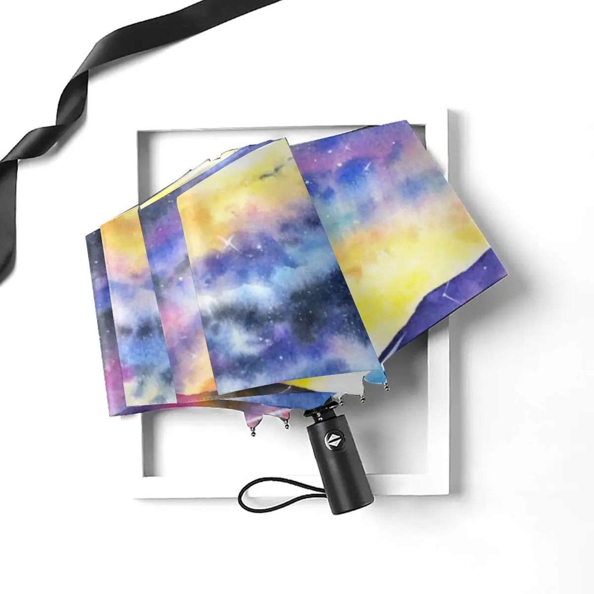 Prezzo Astratta A Mano Con Galaxy Antivento Automatico Pieghevole Invertito Ombrello Portatile Paraguas Per Uomo Donna