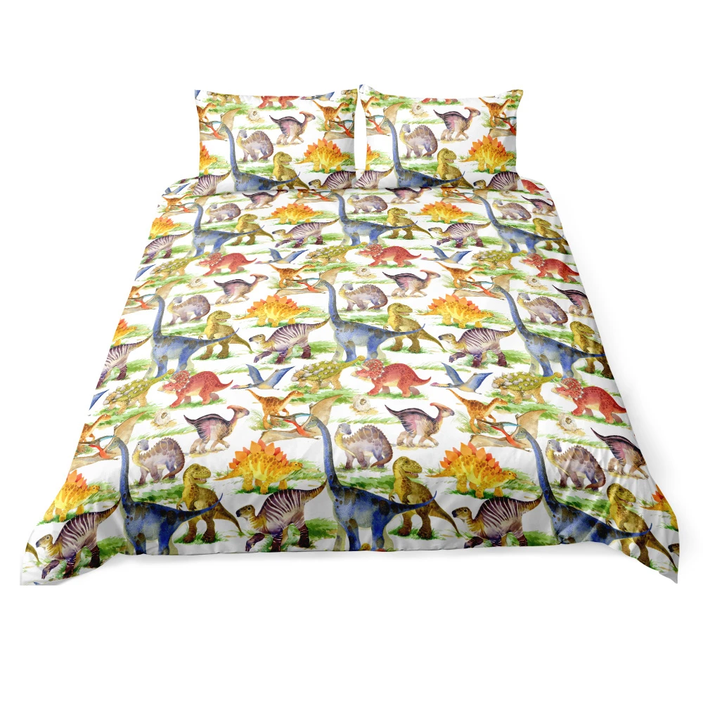 Детское постельное белье с принтом динозавра из мультфильма для мальчиков