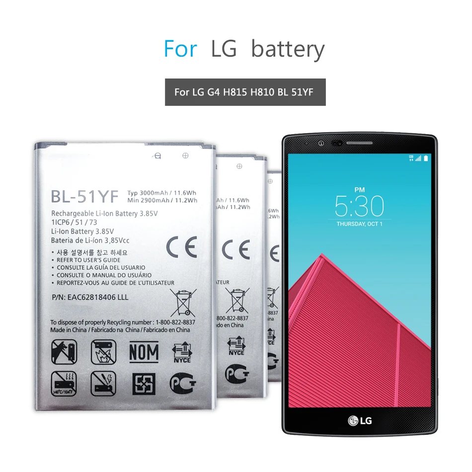 Новая замена 3000 мАч мобильный телефон Батарея BL-51YF для LG G4 H815 H810 VS999 F500 F500S F500K F500L H81 H818 H819 BL 51YF