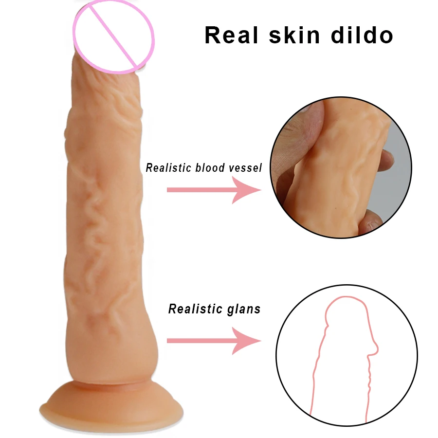 Огромный фаллоимитатор с реалистичной кожей для женщин присоской искусственный