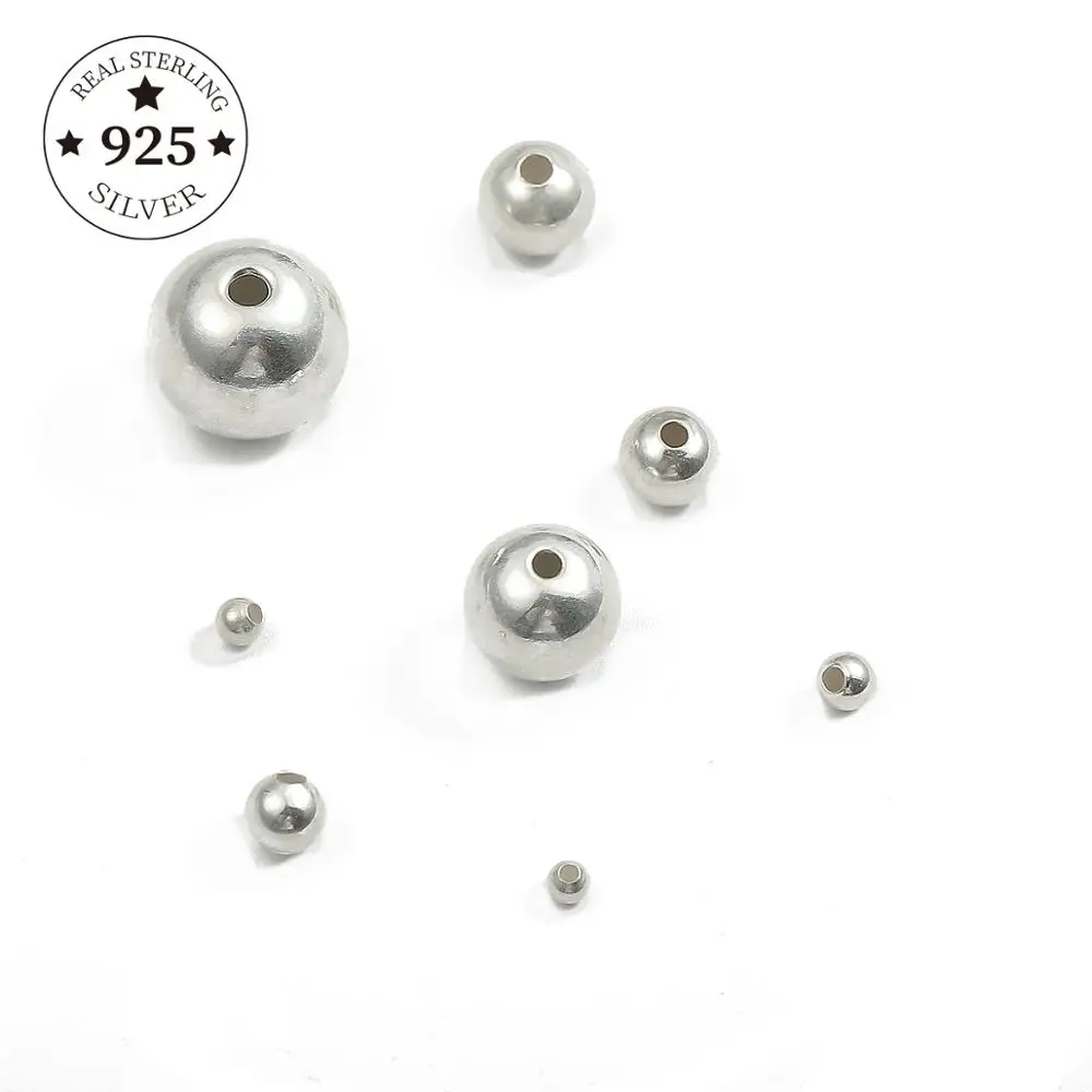 

925 Sterling Silver Round Beads Spacer Beads Jewelry Findings Accessories Bead 2-10mm For DIY Handcraft Jewelry Making