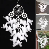 newly big dreamcatcher wind chime white feather dream catcher car hanging decoration 5 circular home decor gift decor aesthetic