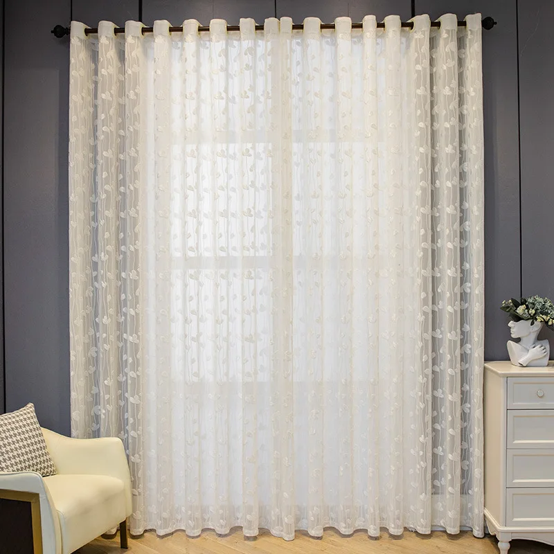

American Simple Modern White Window Screen Curtain Partition Lace Light Luxury Curtains for Living Dining Room Bedroom Balcony