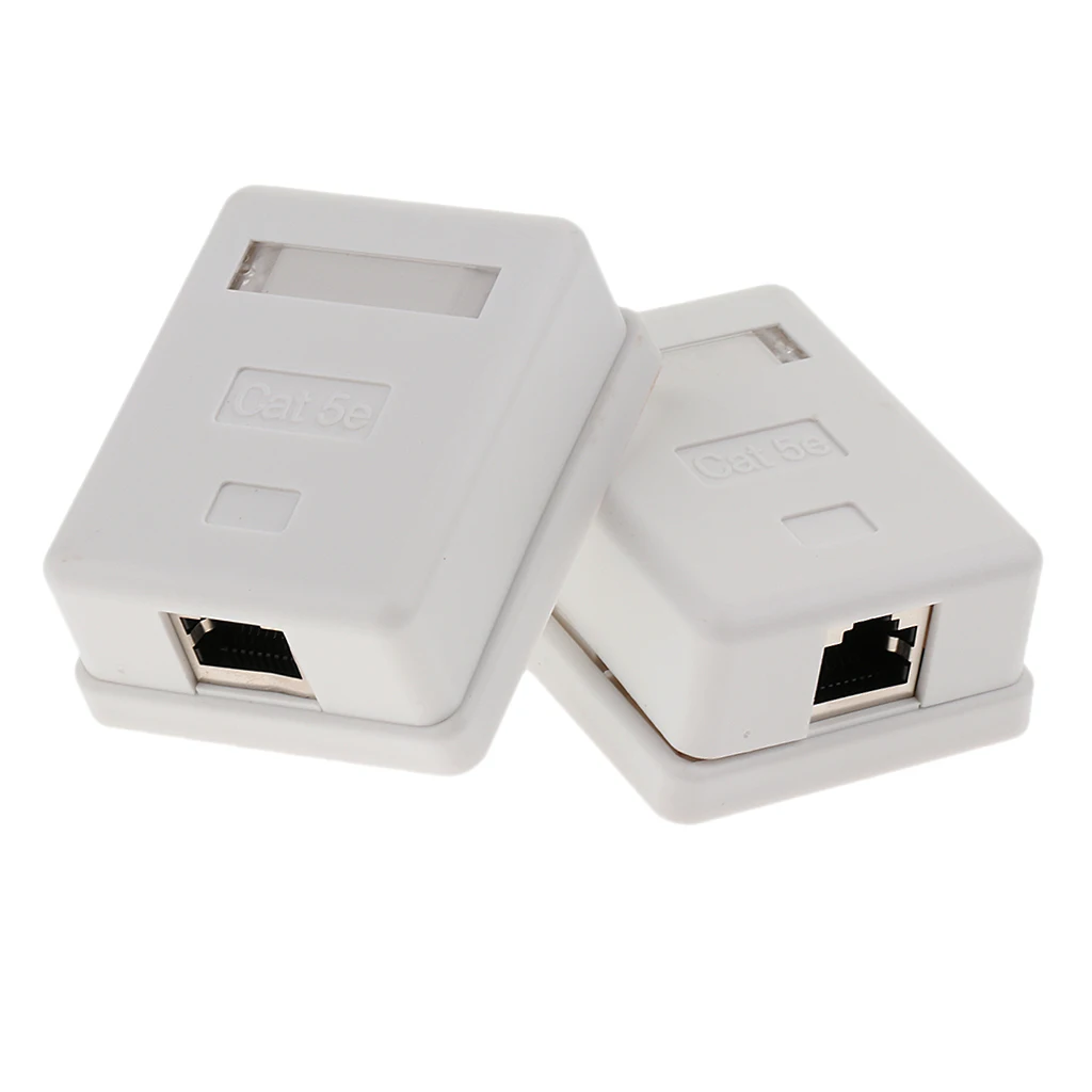 

2 X Cat5e Single Port Surface Mount Outlet Box RJ45 Face Plate Backbox Combo