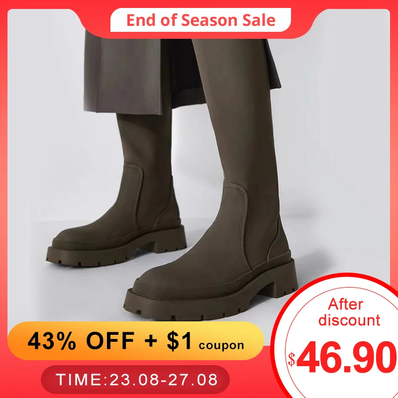 Женские сапоги до колена RIZABINA размер 35 40 модная Повседневная зимняя обувь на