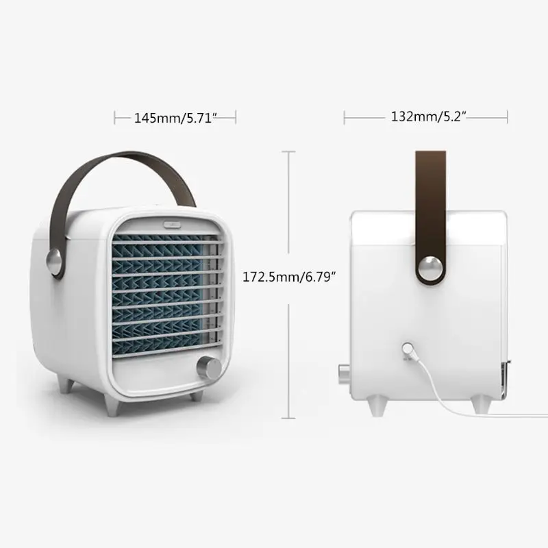 

Vintage Portable Air Conditioner Small USB Desktop Cooling Fan Built-in Ice Box Strong Wind with LED Night Light for Home Office
