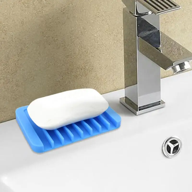 Anti-skidding Silicone Soap Box Drain Holder Bathroom Storage Tray Container Shower | Дом и сад