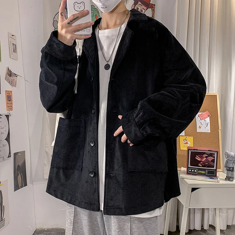 

Casual Loose Men Jacket Fashion Autumn Punk Spring Plus Size Cardigan Streetwear Men Jacket Ropa Hombre Men's Clothing DB60JK