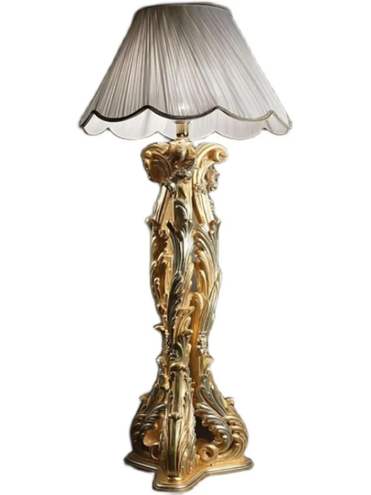 Роскошный напольный ретро-светильник в европейском стиле с деревянной резьбой