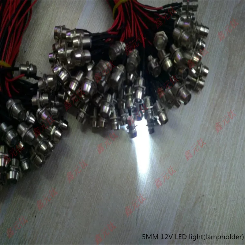 Lamp bead with lamp holder 5MM 12v highlight red yellow blue green white warm white orange pink purple ice blue bead 20pcs/lot