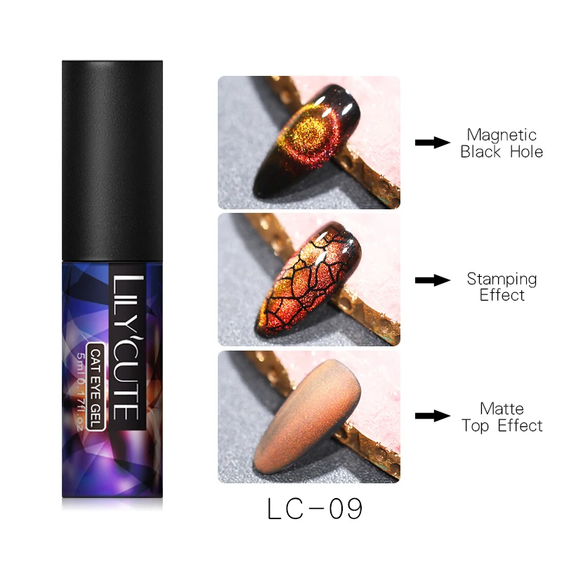 LC 09 LILYCUTE 9D Galaxy кошачий глаз Магнитный Гель-лак для ногтей Auroras ногтей матовый градиентный стойкий замачиваемый УФ-Гель-лак - Цвет: LC 09