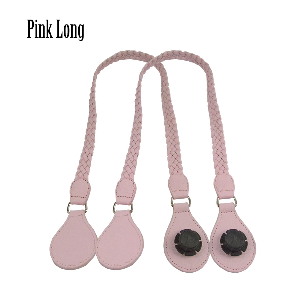 pink long TANQU 1 пара длинных коротких кожаных плетеных ручек из искусственной кожи, Классическая мини-сумка O для Obag, женская сумка на плечо - Цвет: pink long