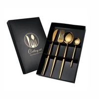 304 stainless steel golden cutlery set black luxury dinnerware set kitchen cutlery mirror polishing fork spoons knives set