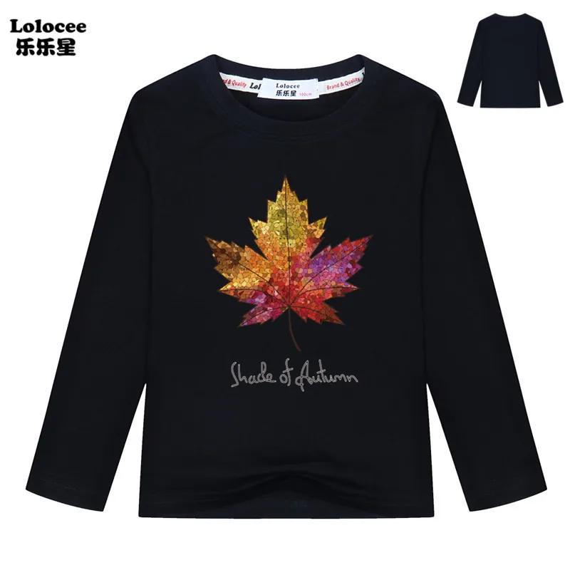 Купи Maple Leaf Autumn Style Long Sleeve T-shirt For Kids Fall Leaves Season Gift T-Shirt for Boys Girls за 239 рублей в магазине AliExpress