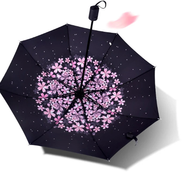 Черное покрытие зонтик небольшой складной дождевик ветростойкий автоматический
