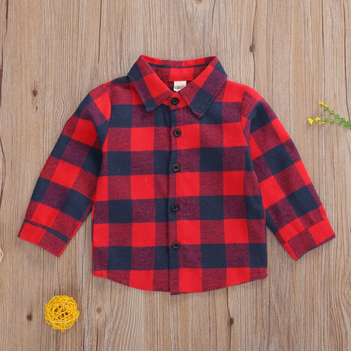 

Infant Kids Boys Toddler Kids Plaid Shirts Lapel Neck Long Sleeve Button Down Tops Shirt 1-6 Years
