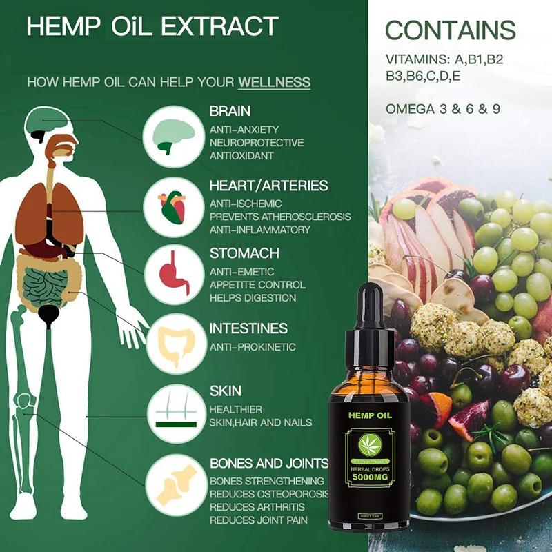 Масло 5000mg CBD органические семена конопли масло Премиум Растительные Травы