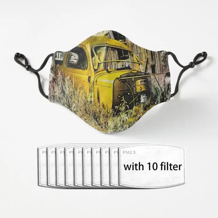 

Old Car Old Barn Image shot in rural Oklahoma USA Adult Facial Mask Dust Reusable Polyester Face Mouth Mask