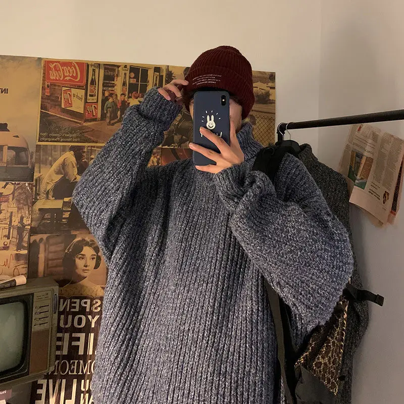 

Men's sweater 2020 Autumn winter new slim solid color turtleneck blouse long-sleeved sweater casual personality youth men's wear